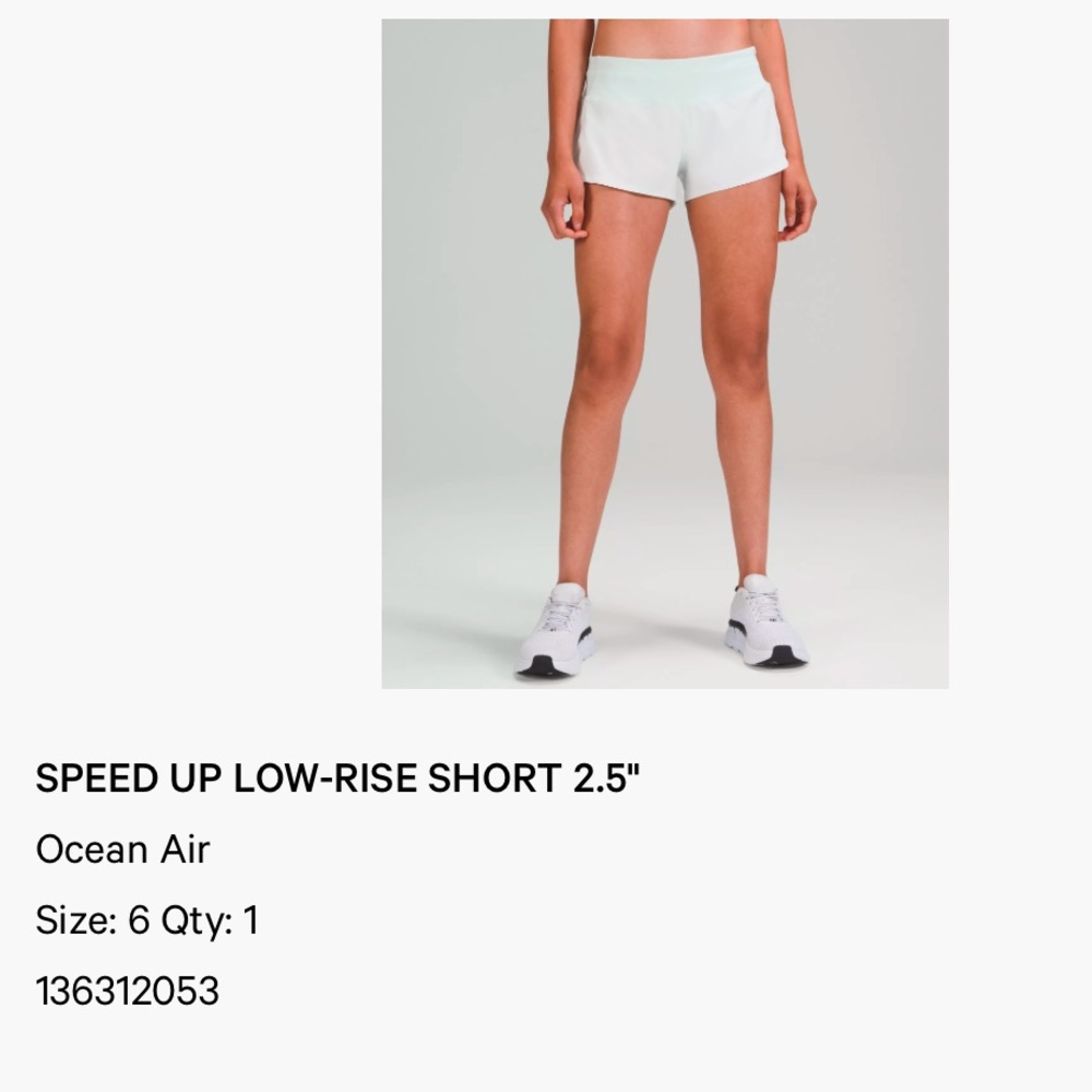 Lululemon speed up short size 6 color ocean air